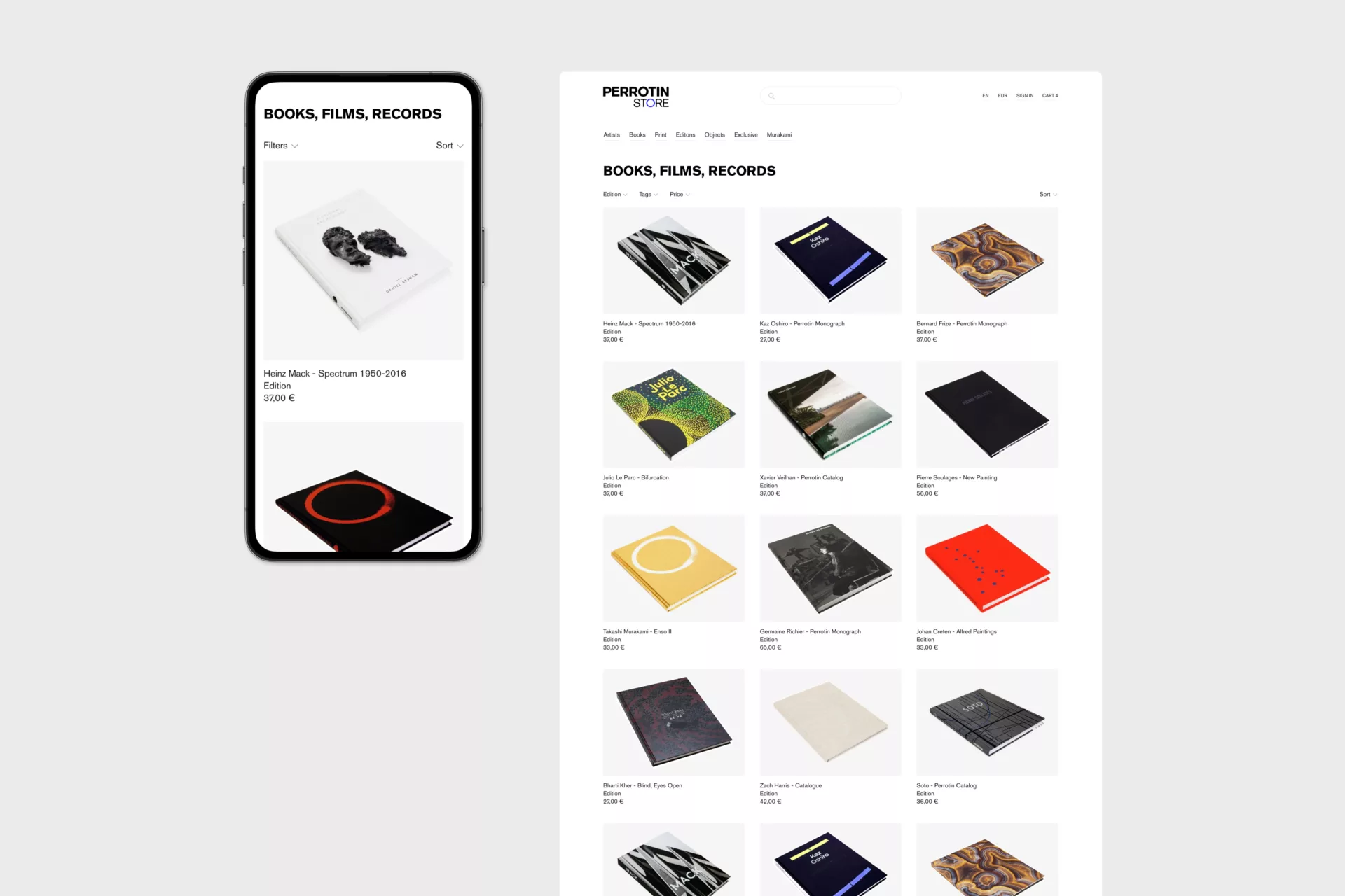 Galerie Perrotin — Design de l’e-shop