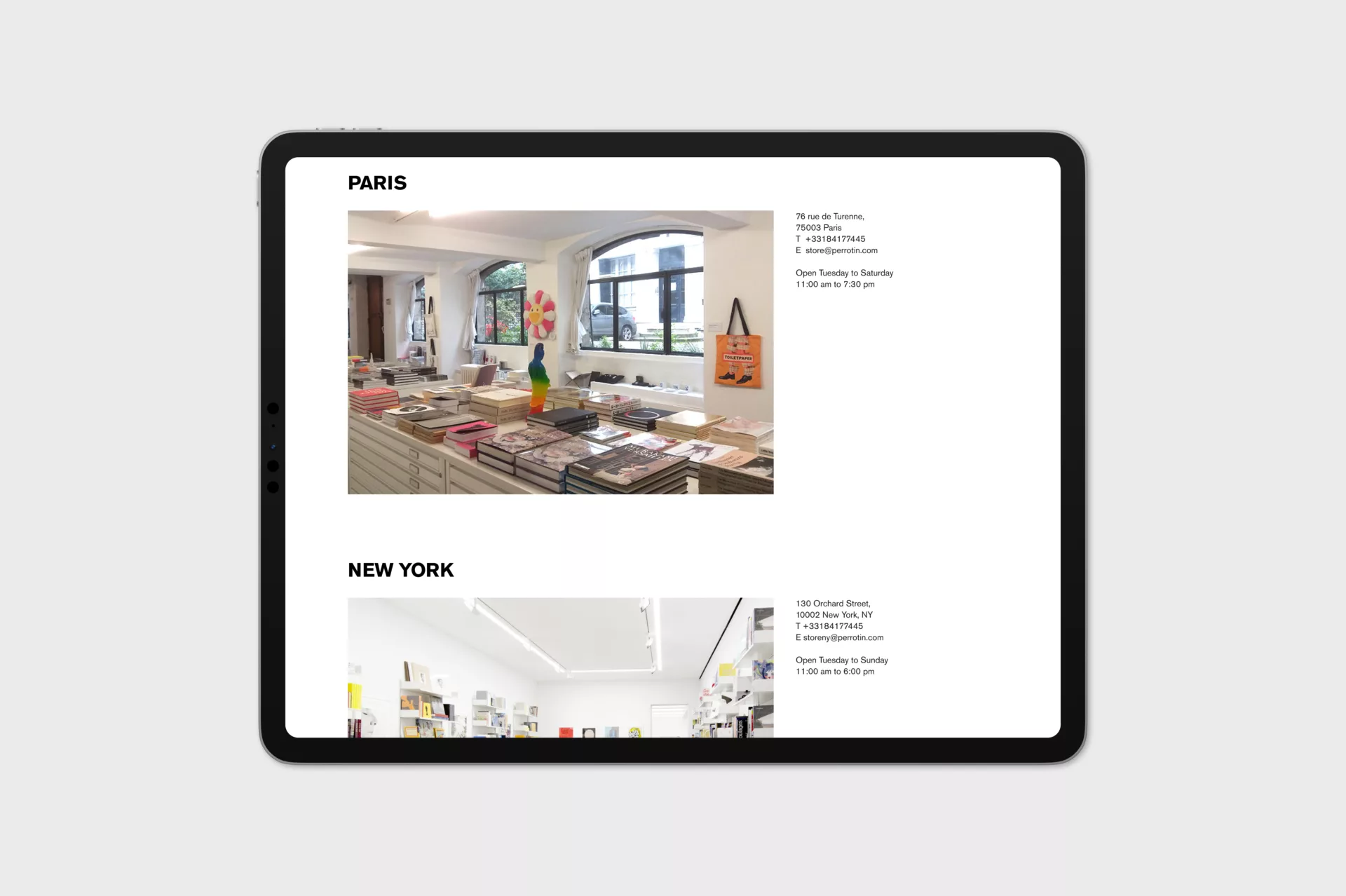 Galerie Perrotin — Design de l’e-shop