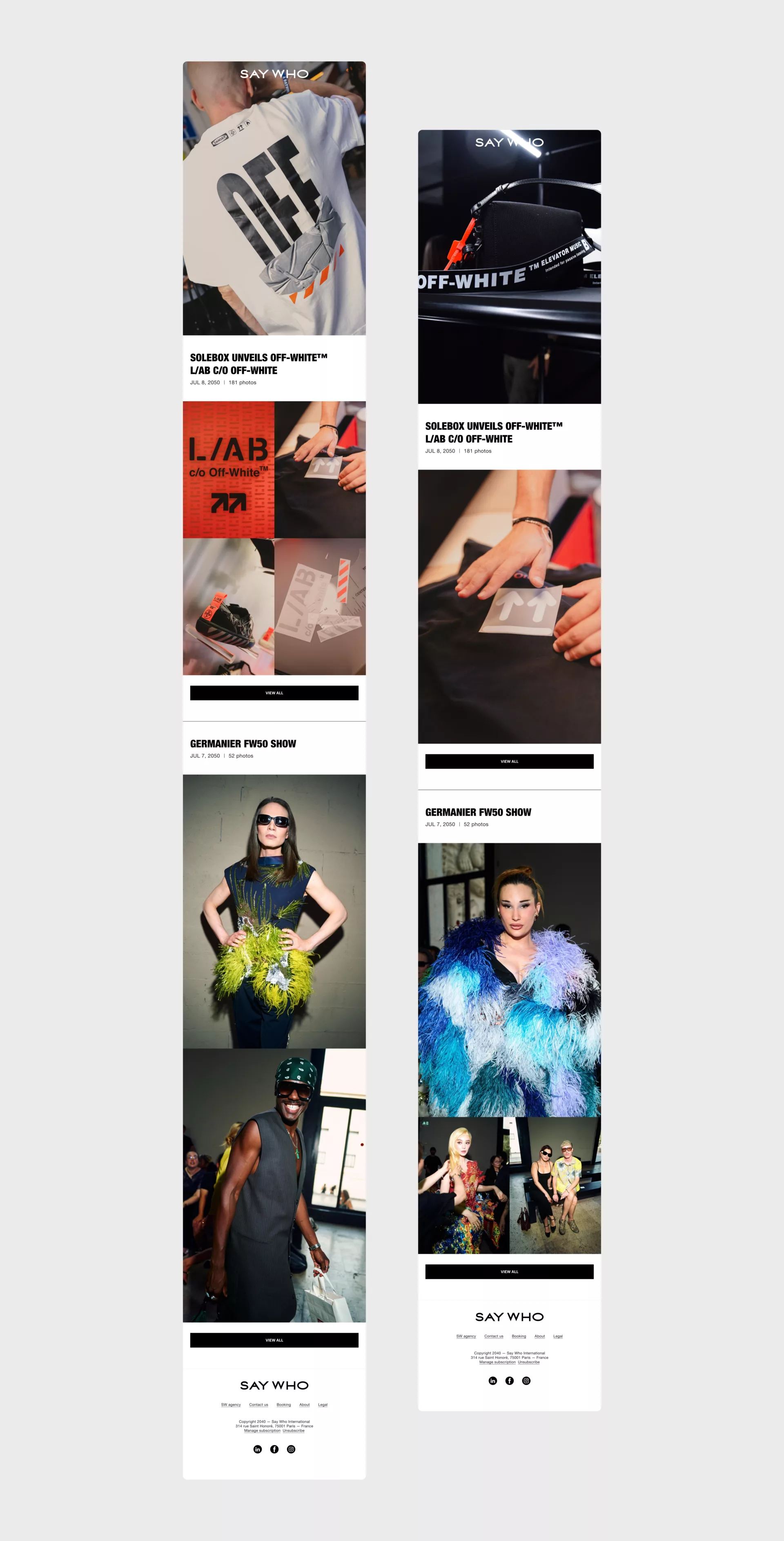 Saywho New In — Newsletter modulable