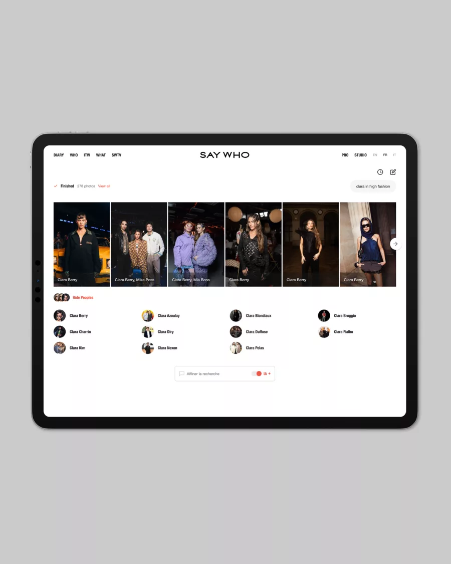 Saywho Search AI — Conception et design