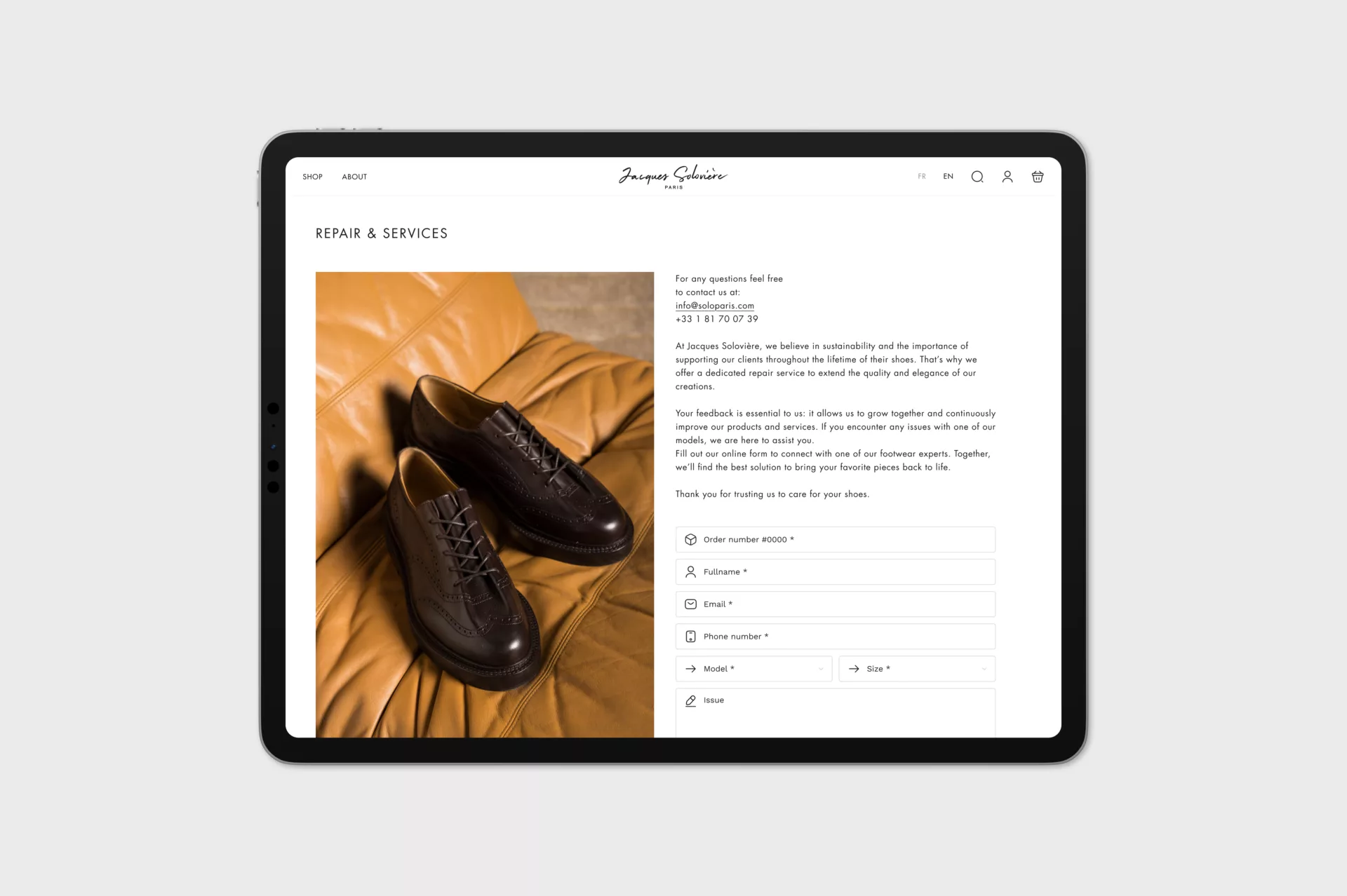 Soloviere Paris — Shopify sur-mesure